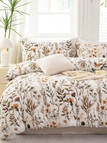 Juego de Funda Nórdica de 3 piezas con Estampado Floral (1 Funda Nórdica y 2 Fundas de Almohada) - Juego de Ropa de Cama Transpirable y Ligero para Todas las Estaciones para el Hogar, Dormitorio y Sábanas