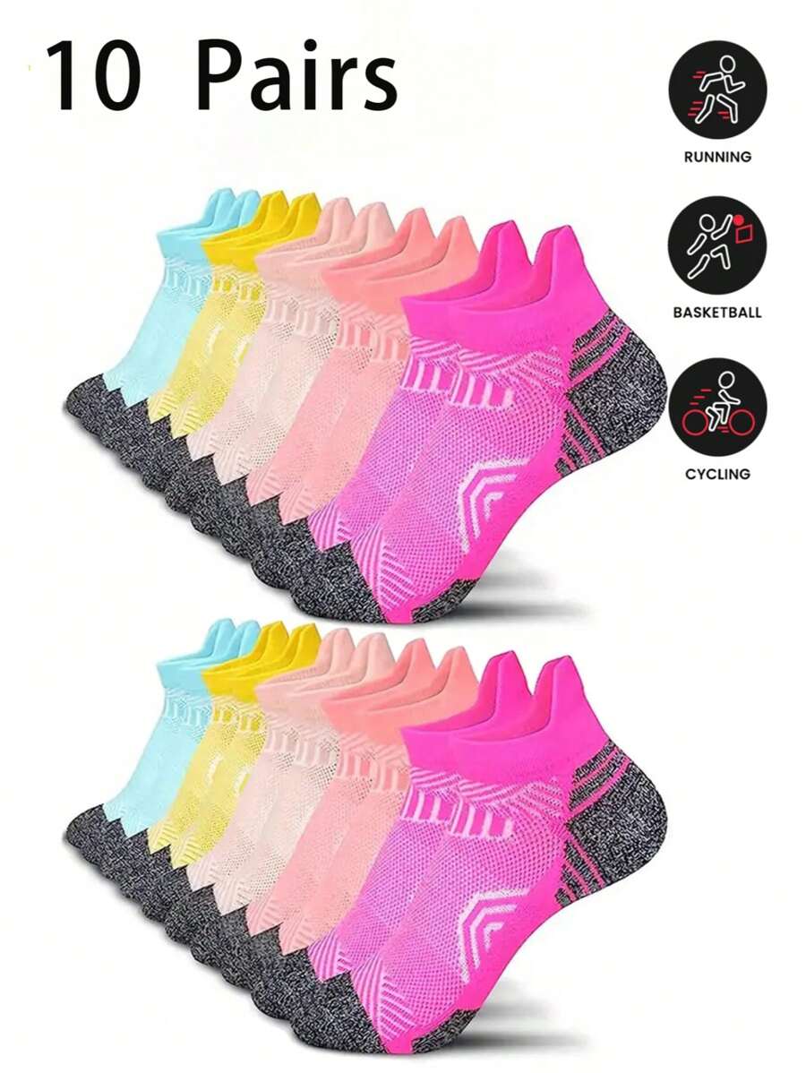 5/10 pares de calcetines deportivos ligeros y transpirables para tobillos de mujer - Multicolor - Ver 1