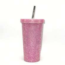 1 件闪亮水钻不锈钢保温水杯 - 带盖防漏便携式旅行杯，平底吸管水杯，适合户外运动和健身、家庭厨房办公室水杯， - 彩色 - 查看 8