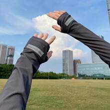 1 Paar Lange Ärmel Sonnenschutzhandschuhe - Dünn, einfarbig, locker sitzend, mit Daumenöffnung, UV-blockierend, zum Radfahren, für den Sommer, einfach und atmungsaktiv für Outdoor-Aktivitäten