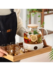 1pc High Capacity Thick Glass Teapot With Infuser - Heat Resistant, Suitable For Blooming Tea And Iced Drinks, Ideal Choice For Home Use