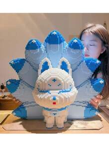 Multicolor Building Blocks Toy, 9-Tailed Fox Small Bead Building Blocks, 3D Puzzle Toy, Decorative Ornament, Gift For Holidays