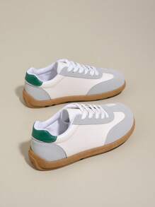 2025新款春季轻便复古德国训练白色运动鞋女款平底百搭防滑休闲 - 灰色 - 查看 1