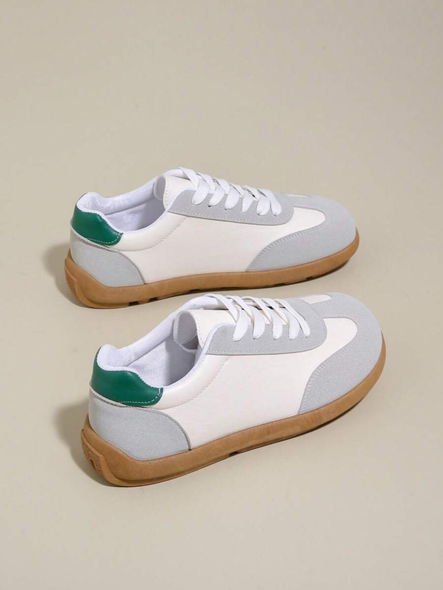 2025新款春季轻便复古德国训练白色运动鞋女款平底百搭防滑休闲 - 灰色 - 查看 1