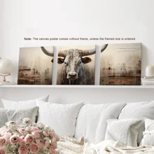 1 件超大别致农舍奶牛帆布墙艺术印刷品 - 现代动物墙面装饰，适用于客厅、卧室、家庭办公室 - 带框油画海报，艺术装饰风格，农舍风格，动物主题 - 彩色 - 查看 8