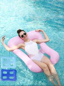 1pc Pool Floats Inflatable Floating Bed, Floatie Swimming Raft For Lake, Water Pool Lounger Hammock Floatation Device, Chairs Recliner Beach Travel Swim Toy - Multicolor - View 2