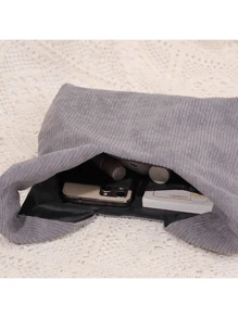 Modieuze Corduroy Eenvoudige Handheld Polsband Portemonnee, Mini Compact Case