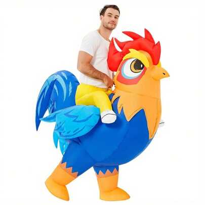 Chicken Costume Adult Inflatable Riding Rooster Suit Funny Cosplay Blow Up Halloween Costume For Men Women