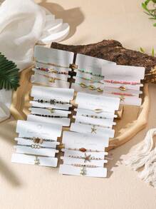 3 chiếc vòng tay theo chủ đề đại dương theo phong cách Bohemian có vỏ sò, sao biển, rùa biển, ốc xà cừ, cá heo, trái tim, pha lê hình con mắt, thích hợp cho phụ nữ đeo trong các dịp thường ngày, đi nghỉ, du lịch và tiệc tùng - Nhiều màu - Xem 4