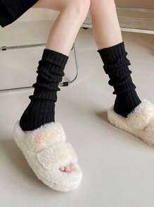 1 双竖条纹针织腿套，日式风格，适合女孩，时尚百搭