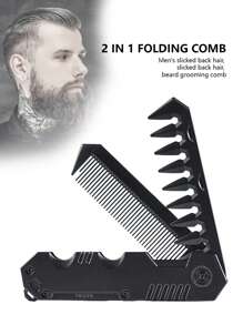 1 pieza Peine plegable para hombres, para cabeza grasa y cabeza ancha, con dientes anchos y textura para modelado, portátil para viajes, con dientes finos para corte de cabello y multifuncional para arreglo de barba