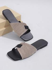 Women Square Toe Flat Sandals, Casual Retro Open Toe Summer Shoes, Various Outdoor Non-Slip Sandals - Black - View 3