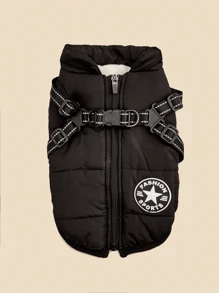 带牵引绳挂钩的狗狗加厚背心，小型犬冬季保暖服