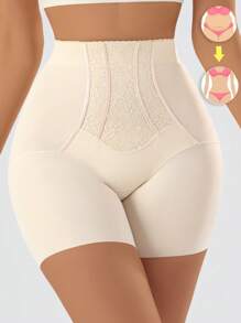 High-Waist Lace Postpartum Control Pants, Waist Trainer Smoothing Tummy Shaping Briefs For Women - Apricot - View 4