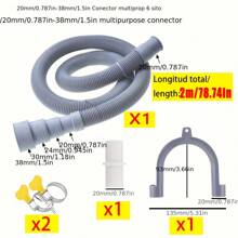 5pcs 1/2/3 Meters Extra Large Thick Extension Tube, Universal Multi-Size Outlet Water Hose, Washing Machine Drain Hose, Multi-Head Drain Hose For Dishwasher, Washing Machine Drain Pipe Extension
