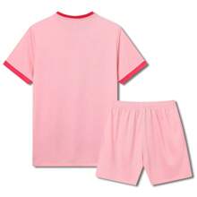 2pcs Personalized Tween Boys Soccer Jersey- Customized Name,Number And Picture Print Short Sleeve T-Shirt+Shorts Sports Set Spring/Summer - Pink - View 4