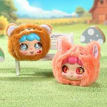 毛绒钥匙扣 - 动物玩偶钥匙扣，青少年毛绒玩具，每盒6种不同款式，随机单盒发货，有机会获得隐藏款式