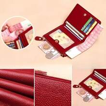 1 pieza Monedero con cremallera y ventana para tarjeta de identificación, billetera multifuncional para mujer, billetera mini, monedero, billetera para tarjetas