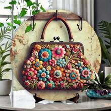 8 英寸 X 8 英寸圆形铁艺墙面艺术印有彩色花卉图案 - 适用于厨房、卧室、酒吧和餐厅装饰的铁艺标志 - 独特易挂的节日礼物创意