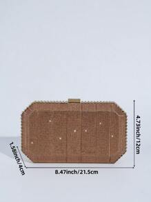 闪光水钻手拿包，适合派对、晚礼服的优雅手提包，轻巧奢华的手提包可容纳手机、口红，时尚且用途广泛 - 香檳色 - 查看 8