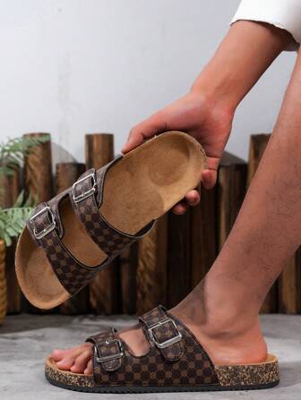 男士舒适复古露趾拖鞋 - 透气、防滑、PVC 外底、可调节带子、舒适步行鞋 - 适合室内和室外使用