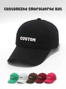 1 Set Topi Matahari Pria dan Wanita Bordir Huruf Inggris Aneka Warna yang Dapat Disesuaikan, Pasang Wajah Apa Saja di Topi, Topi Paruh Bebek yang Dipersonalisasi dengan Foto dan Topi Baseball Kustom yang Lucu, Cocok untuk Acara Seperti Hari Valentine - Hitam - View 1