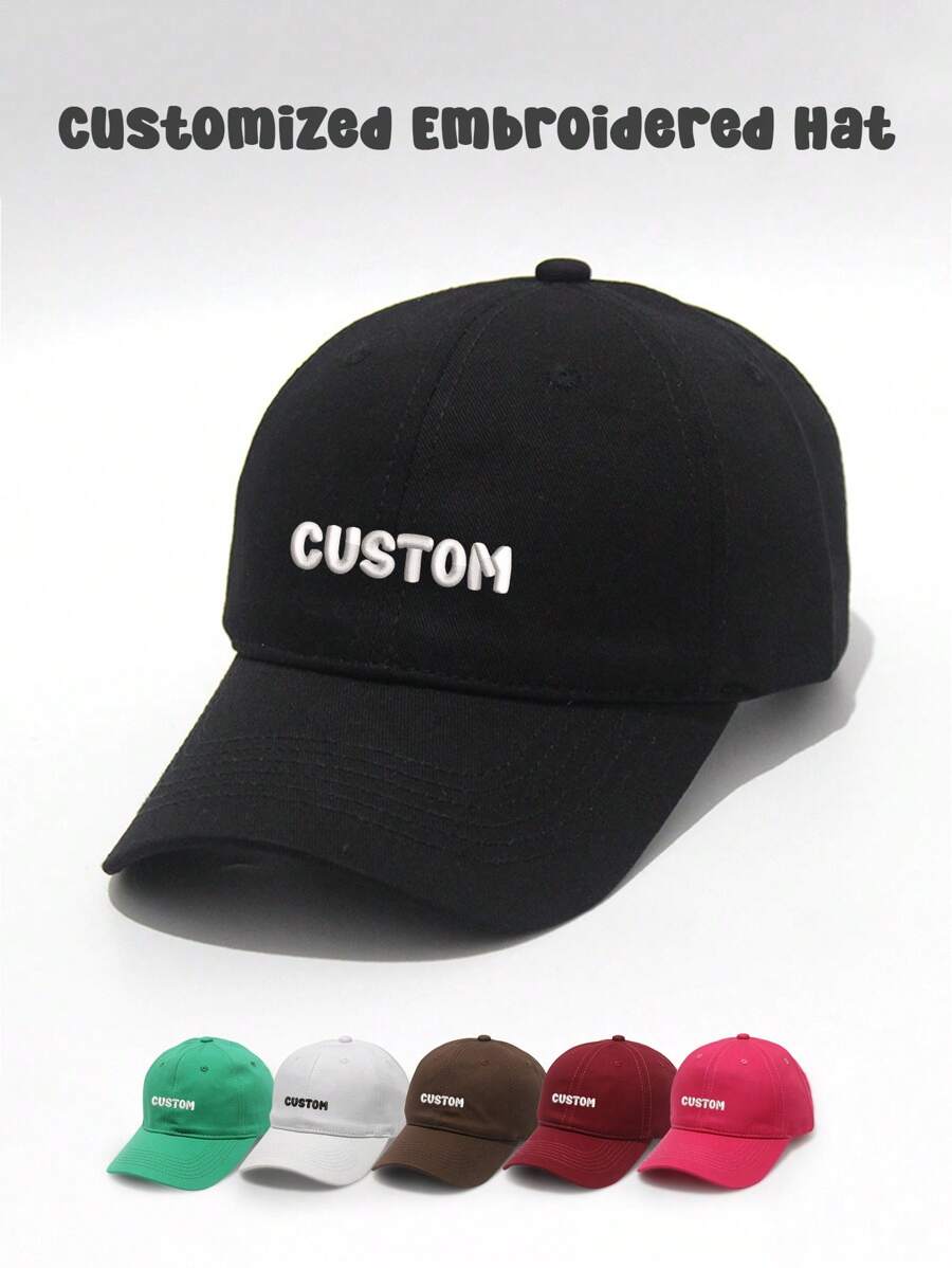 1 Set Topi Matahari Pria dan Wanita Bordir Huruf Inggris Aneka Warna yang Dapat Disesuaikan, Pasang Wajah Apa Saja di Topi, Topi Paruh Bebek yang Dipersonalisasi dengan Foto dan Topi Baseball Kustom yang Lucu, Cocok untuk Acara Seperti Hari Valentine - Hitam - View 1