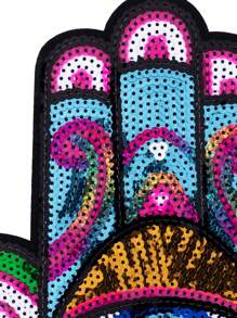 1个大号邪眼熨烫贴片，DIY服装配饰，刺绣缝纫熨烫贴花，适用于衣服、鞋子、包包、夏季装饰、学校用品 - 彩色 - 查看 3