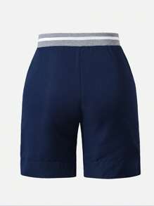 Tween Boys' Casual Summer Ribbed Waist 3-Button Shorts - Navy Blue - View 2