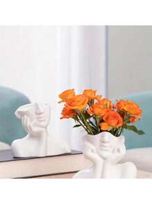 1pc Female Head Vase, Modern Vase, Used For Garden Home Living Room Decoration, Desktop Art Sculpture Indoor And Outdoor Gifts Birthday Graduation