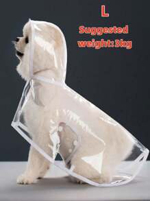 1 件 PU 透明防水宠物雨衣适合狗狗在雨天使用，宠物狗雨衣，宠物连帽防水夹克，柔软衣服