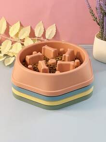 Pet Supplies Slow Feeder Dog Bowl, Bone Shaped Candy Color Cat Slow Feeding Bowl
