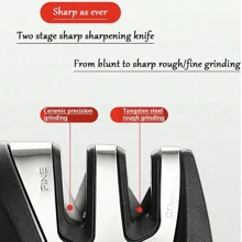 1PC Quick Kitchen Knife Sharpener, 4/3-Step Sharpening System For Fast And Effective Knife Sharpening, Repairs, Sharpens And Polishes Knives, Easy To Use With Non-Slip Handle, Black And Red Finish, Suitable For Sharpening Steel And Ceramic Knives, Ideal For Chefs, Cooks, And Home Kitchens, Ensures Sharp And Knives.
