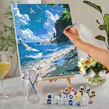 40x50cm/16 英寸 X 20 英寸 - 1 件 DIY 成人数字油画套装，日落自然风景中的大海和海鸥，适用于家庭办公室、卧室、客厅装饰 - 40*50cm - 查看 4