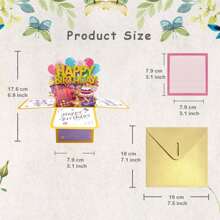 Funny Pop-Up Birthday Card, 3D Gift Box Birthday Card With Envelope, Unique Handmade Foldable Celebration Card Suitable For Daughter, Son, Mom, Dad, Friends - Multicolor - View 5