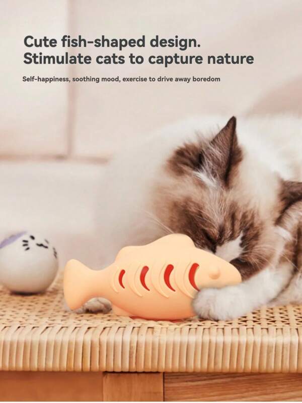 [ Silicone] Self-Entertaining Cat Toy Fish, Realistic Fish Pattern, Bite & Scratch Resistant, Infused With Cat, Cat Toy/Teaser, Birthday Gift