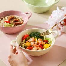 1 szt. Nowy projekt asymetrycznej ceramicznej podwójnej miski na uszy, domowa miska na owoce, minimalistyczna zastawa stołowa INS, miska na sałatkę, ładny styl