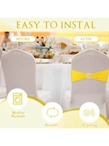 30/10/1 Pieces Of Spandex Elastic Chair With Bow Tie For Wedding Reception - Universal Elastic Chair Cover Strap, Buckle Slider Suitable For Decorating Chair Waistband, Birthday Party, Wedding Party, On-Site Chair Backrest Decoration And Fixation For Banquets, Parties, Hotel Events