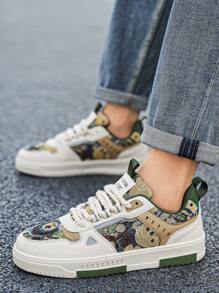 Herren Mode Graffiti-Muster zufälliges Muster Skate Lässig Segeltuch Sneaker, leicht und bequem mit dicken Schnürsenkeln, Streetstyle geeignet für Teenager und Studenten