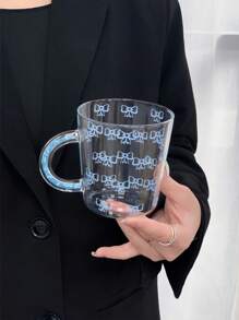 1 件蓝色蝴蝶水钻手柄玻璃杯，时尚蓝色蝴蝶玻璃杯，优质耐热咖啡杯，夏季清爽果汁杯，适用于餐厅、客厅、饮料店、咖啡厅返校 - 彩色 - 查看 4