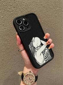 Skeleton1pc Illustration Skull Hugging Design Dark Style Phone Case Compatible With IPhone 11, 12, 13, 14, 11 Pro Max, 12 Pro Max, 13 Pro Max, 14 Pro Max, XR, 15, 15 Pro, 15 Pro Max, 16, 16 Pro, 16 Pro Max, Galaxy, Redmi, Oppo, Vivo, OnePlus, Honor