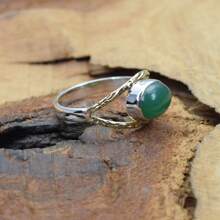 925 Sterling Silver And Brass Onyx Gemstone Jewelry Ring ~ December Month Birthstone ~ Natural Crystal Gemstone Ring ~ Gift For Valentine Day - 綠瑪瑙 - 查看 4