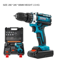 Taladro de impacto y controlador inalámbrico de ión de litio de 21V máx. - Poderoso sin escobillas, kit de herramientas eléctricas con 1 batería y cargador, 24 accesorios y bolsa de herramientas para tareas de mejora y reparación del hogar sin esfuerzo, alta torsión 35 velocidades ajustables