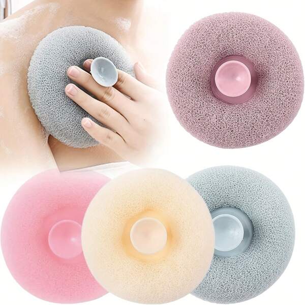 Exfoliating Shower Brush With Suction Cup - Massage Bath Sponge Ball, Wall-Mounted Loofah For Men & Women, Random Color