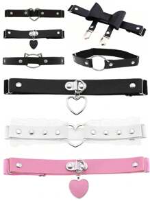 1pc Gothic Y2K Style Fashion Black & Pink Punk Garter Belt Leg Chains, Suitable For Women Daily, Festival, Party Wear, Fashion Leg Decor, Gift - Multicolor - View 12