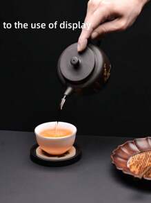 1pc Wooden Drink Coaster Holder Set, Creative Tea Cup Tray Storage Accessories, Heat Insulation Mat For Teapot & Tea Ceremony Back To School