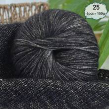 6 件/包，共 150 克金色闪光多色马海毛纱线，手工 DIY 材料，用于编织秋冬保暖时尚毛衣、套头衫、围巾、帽子、手套 - 金聰6團 - 查看 11