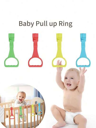 4pcs Baby Crib Pull Up Rings,Toddler Handrails For Standing And Walking,Playpen Accessories,Baby Playpen Pull Up Rings, Baby Walking Exercises Assistant Rings