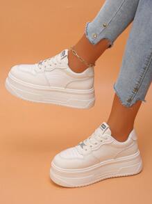 Women's Thick Sole Sneakers, Spring & Autumn New Breathable Comfortable Versatile White Casual Shoes, Height Increasing