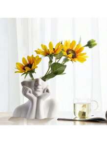 1pc Female Head Vase, Modern Vase, Used For Garden Home Living Room Decoration, Desktop Art Sculpture Indoor And Outdoor Gifts Birthday Graduation